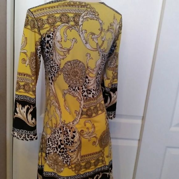 EVA VARRO TUNIC YELLOW BLACK ANIMAL PRINT SMALL WOMENS SMALL - Picture 3 of 8